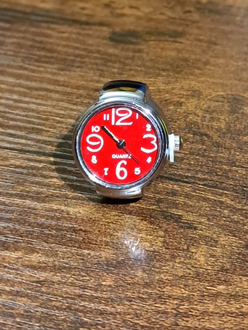 Ring Watch Silver Red Stretch Band Classy
